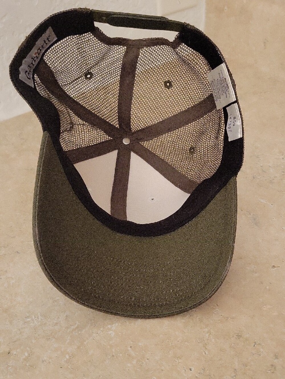 Carhartt Cream Front Olive Brim Brown Mesh Trucker Hat - Picture 5 of 7